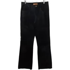 Vintage 90s 100% Leather Black Suede Wide Leg Bootcut Pant Juniors 7/8 Horseback